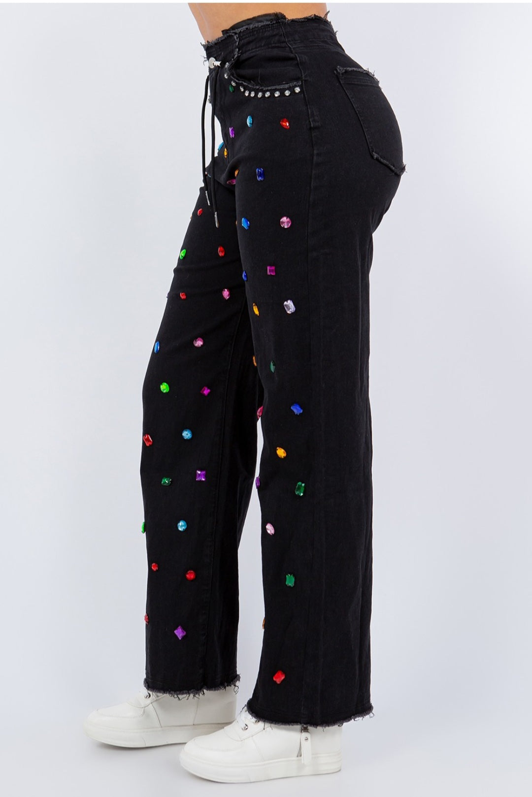 Denim Jean Embellished with colorful rhine stone