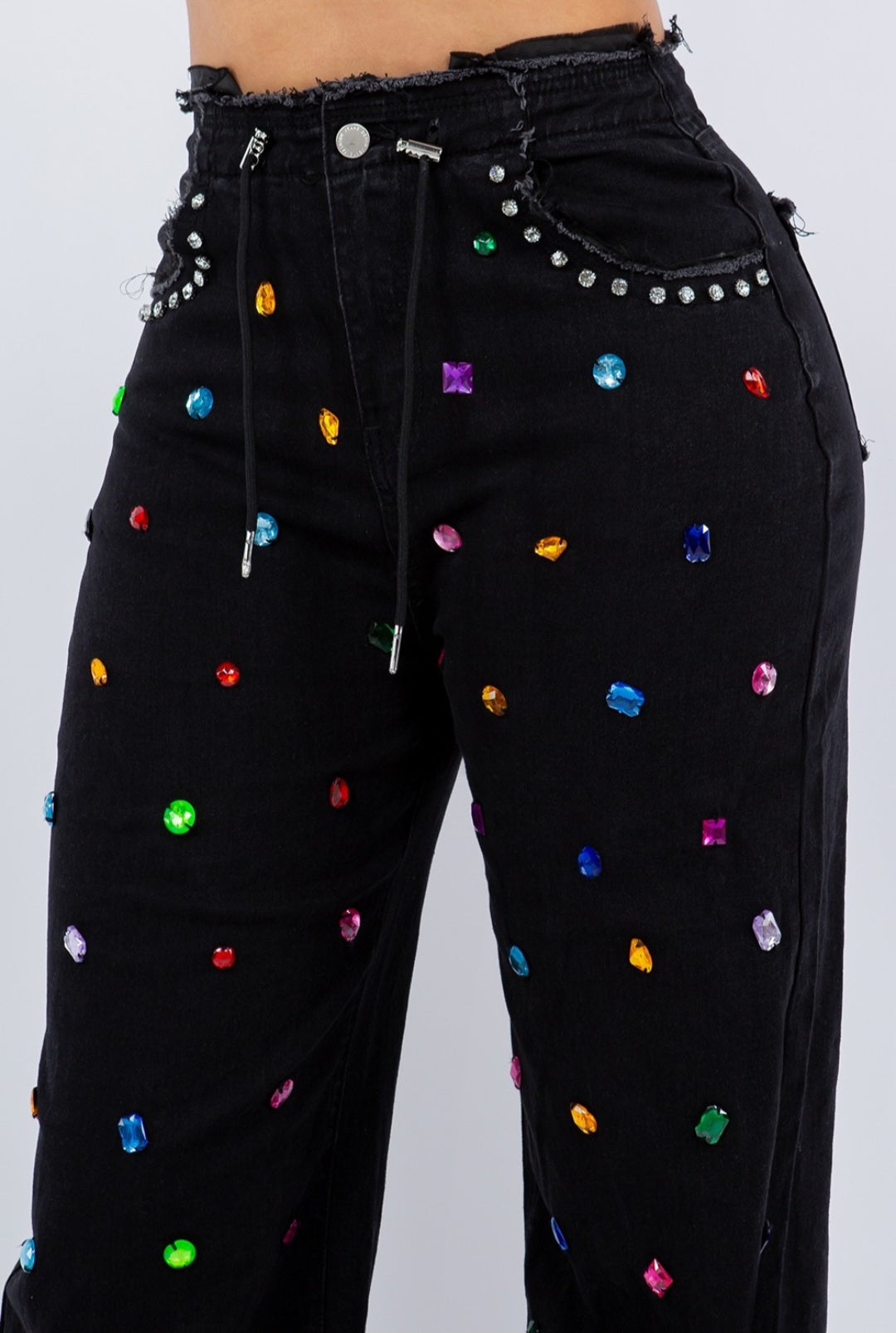 Denim Jean Embellished with colorful rhine stone