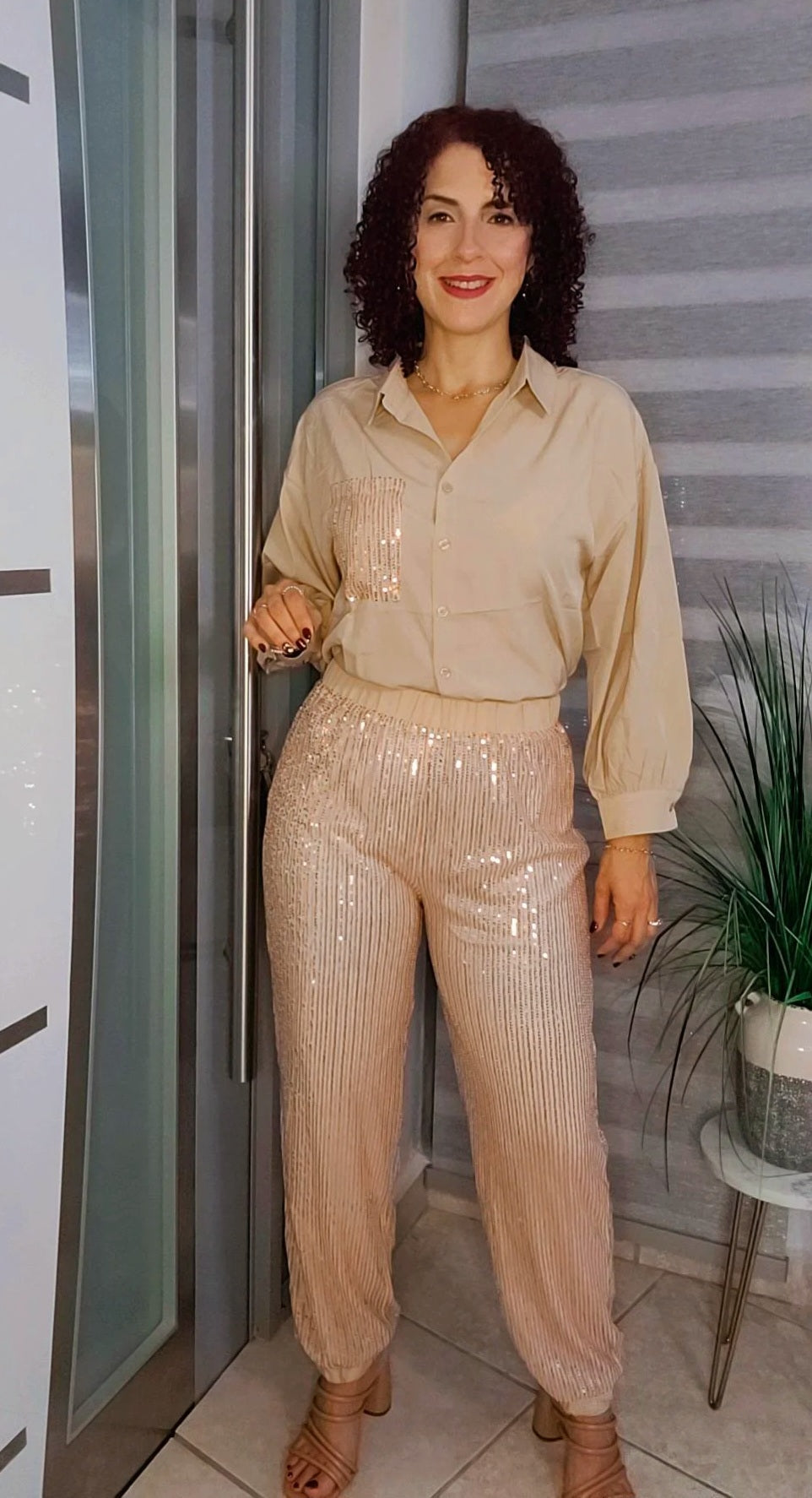 Shirt and pant sequin set