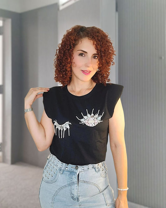 Embellished eyes t-shirt