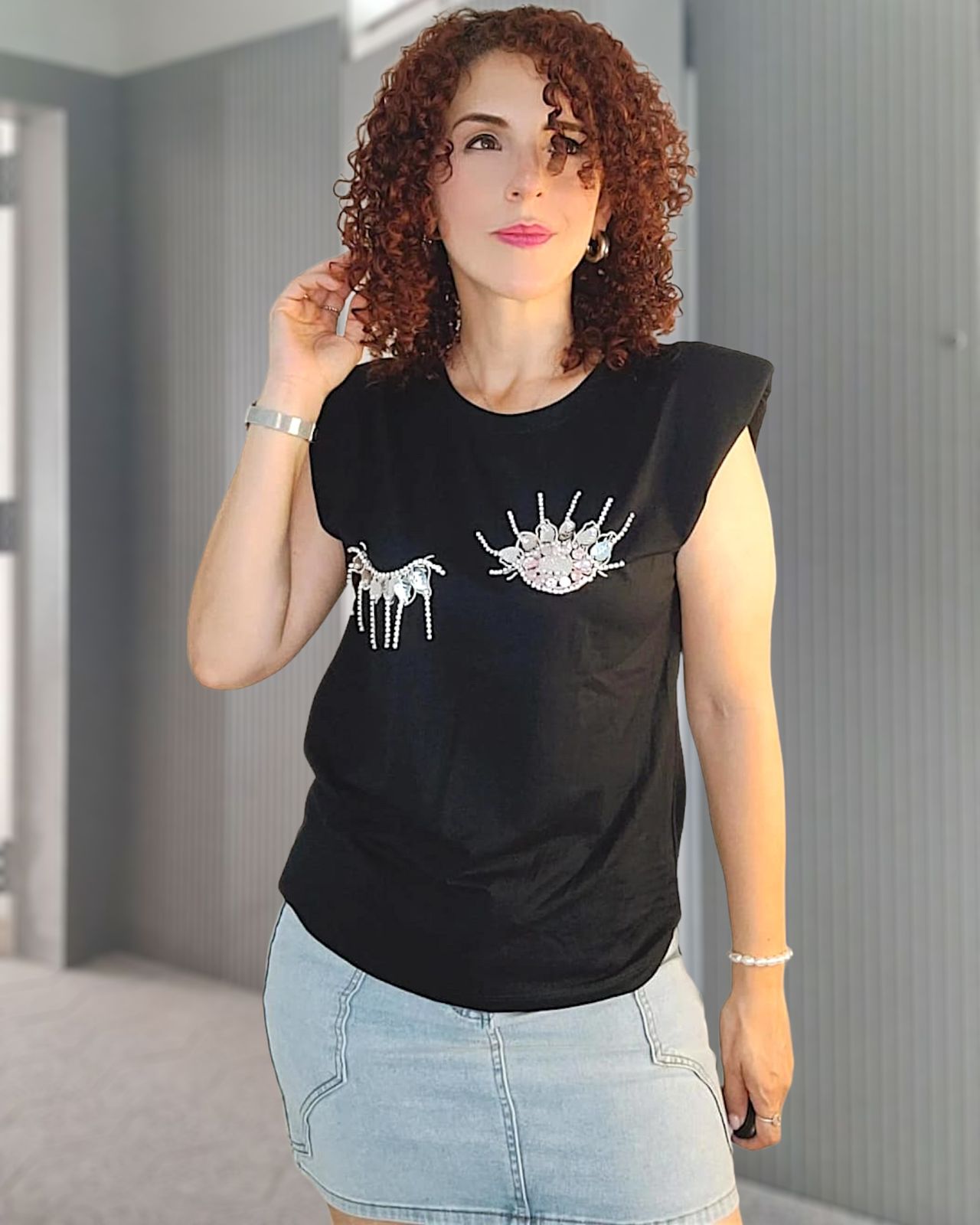 Embellished eyes t-shirt