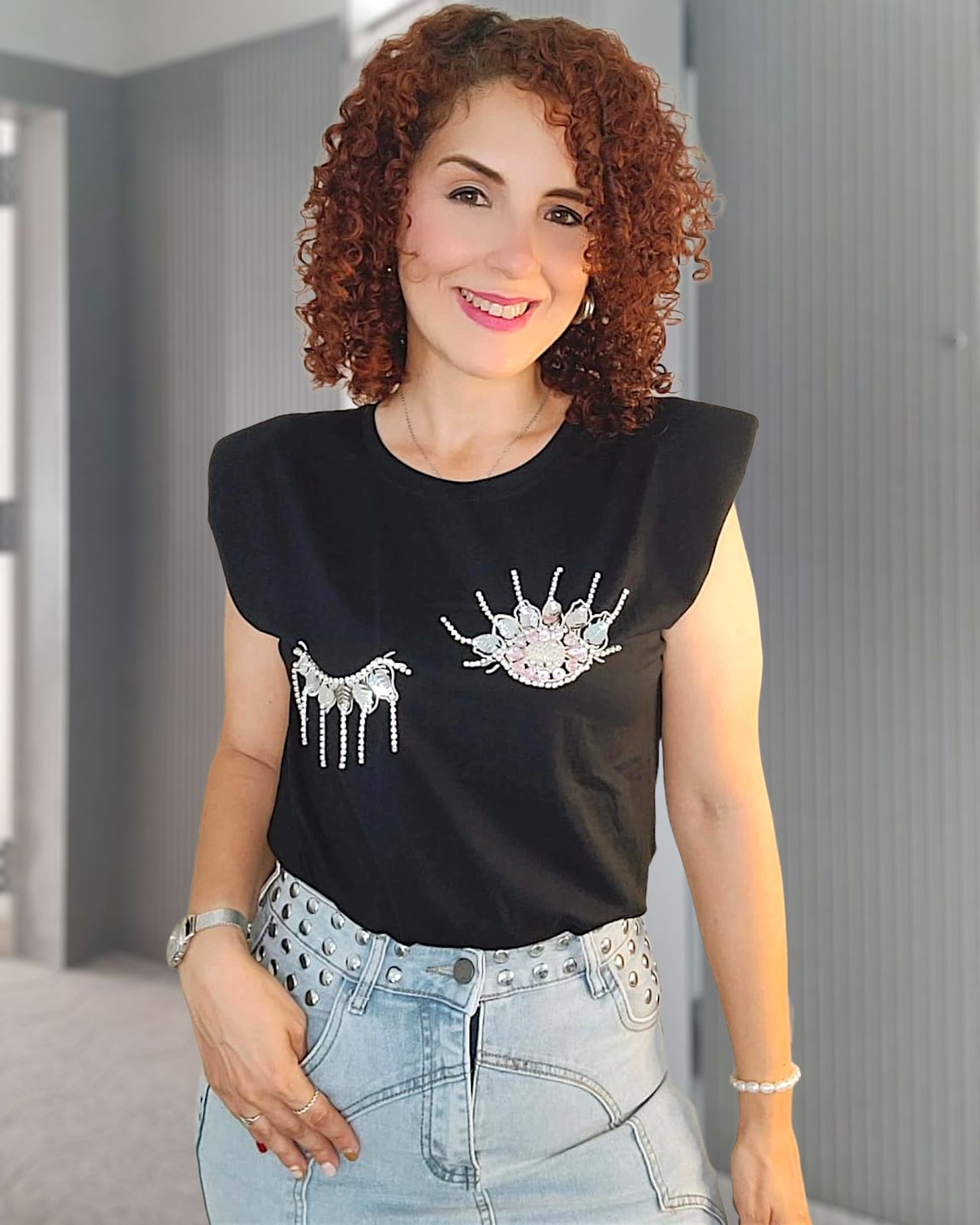 Embellished eyes t-shirt