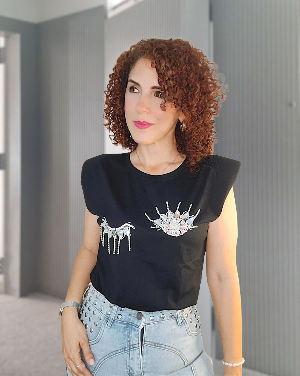 Embellished eyes t-shirt