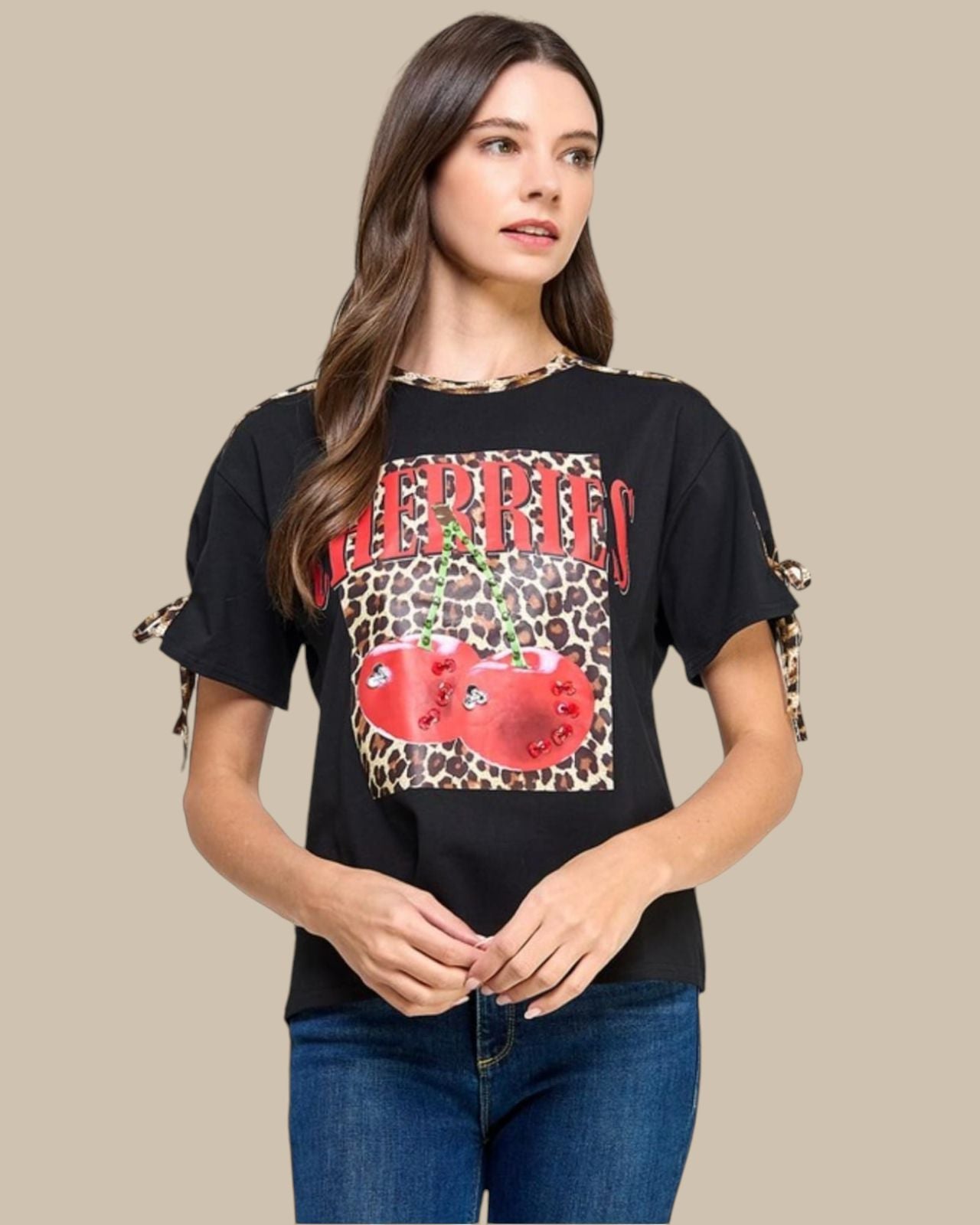 Animal print binding graphic tshirt (PREVENTA leer descripción)