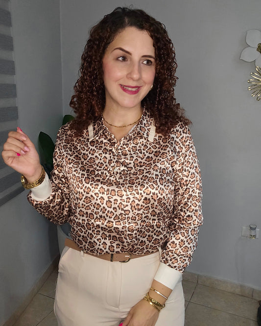 Leopard luxe blouse
